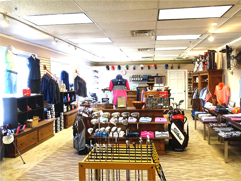 The golf pro shop at Copper Hill Country Club carries golf equipment and apparel.